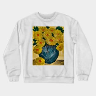 sunflowers came from a few layers of acrylic and neon paint and topped of with a layer of metallic paints. Crewneck Sweatshirt